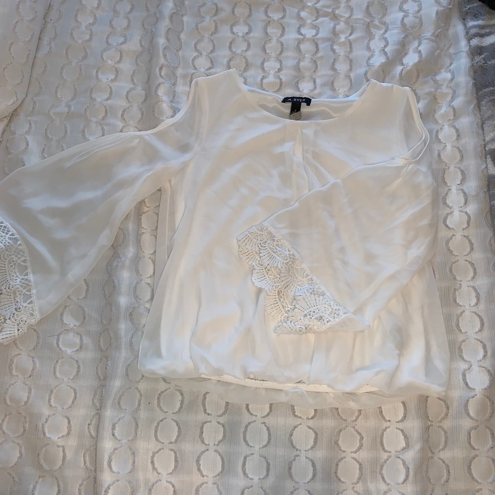 Cold Shoulder Blouse w/ Lace Detail